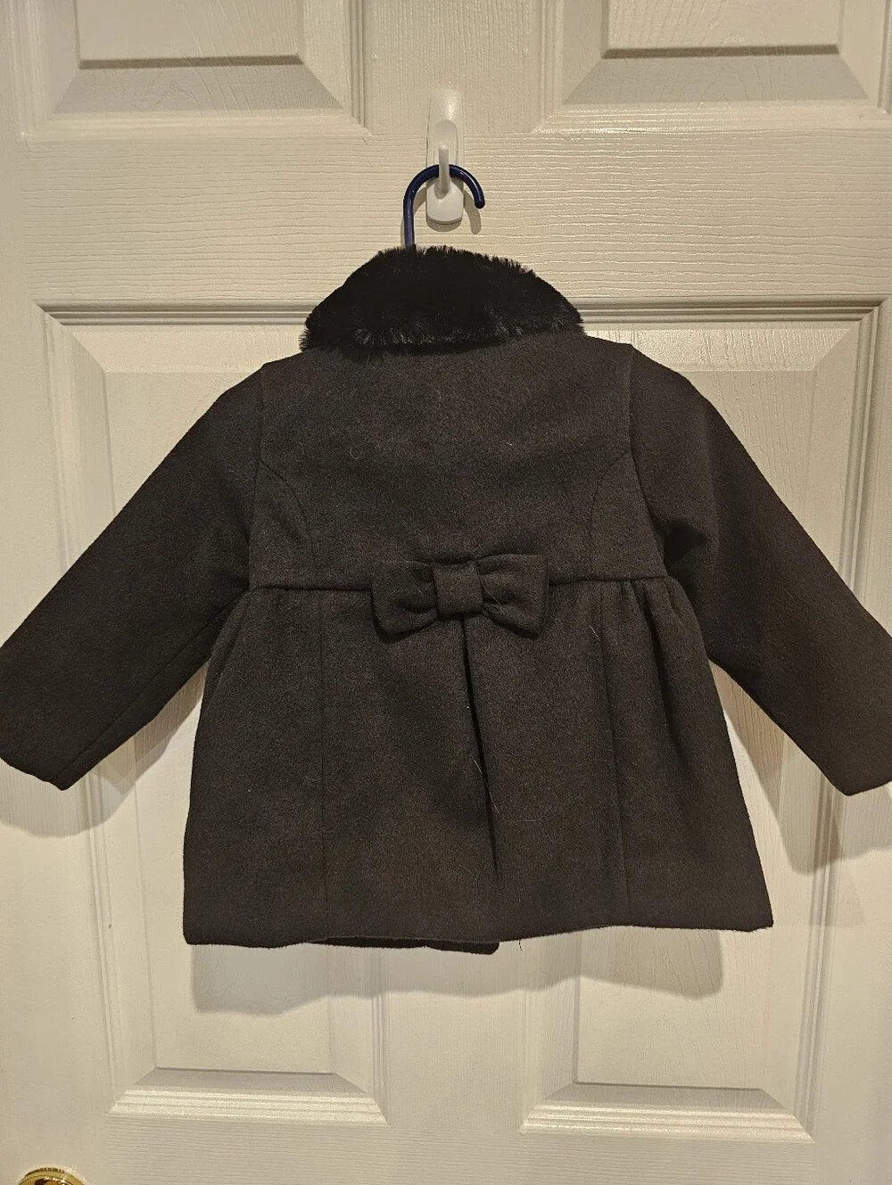 The Children's Place Black Faux-Fur Collar Pea Coat